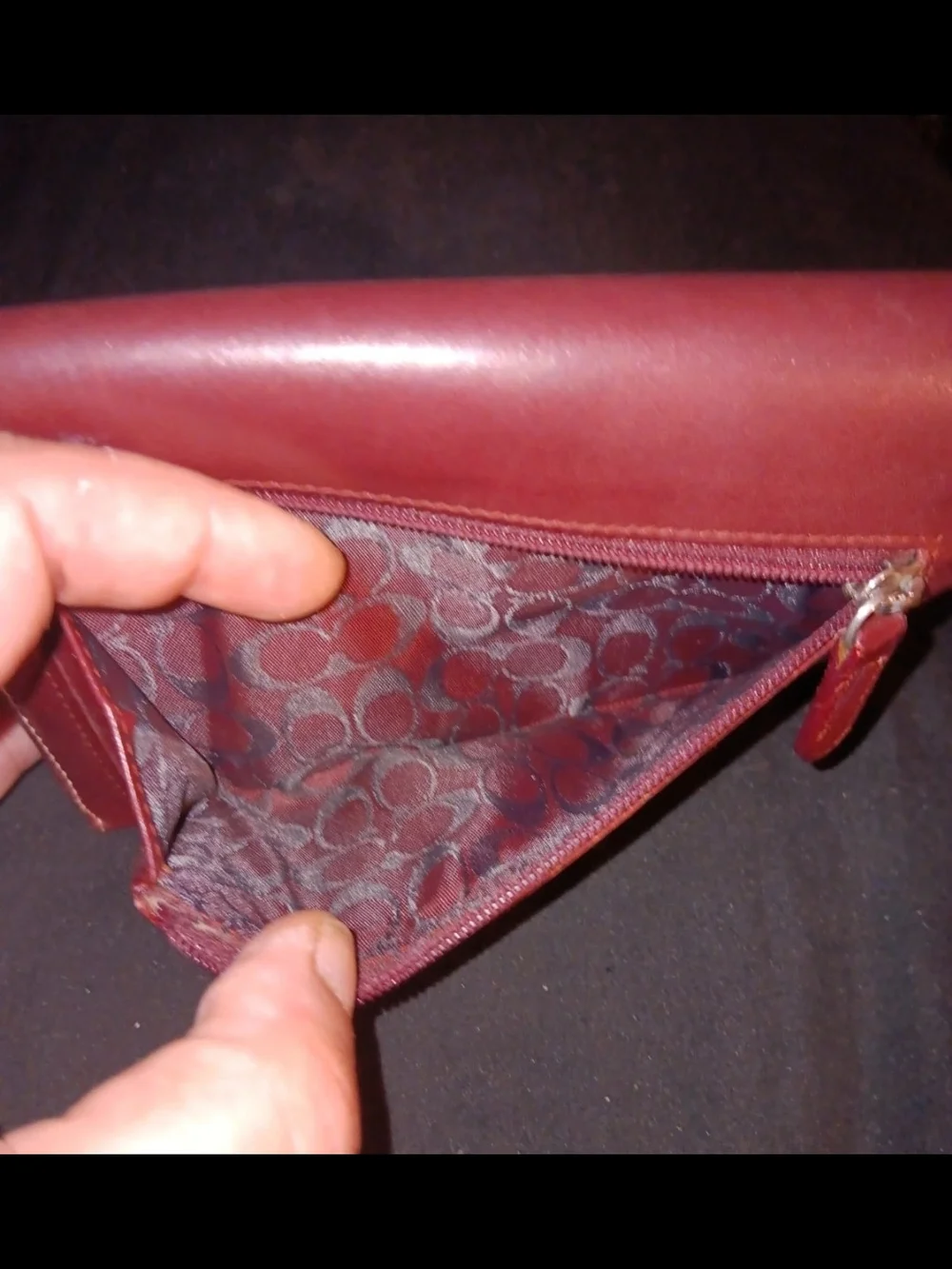 Coach Vintage Burgundy LEATHER Compact Wallet